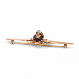 Antique Victorian 17k Yellow Gold .77ctw Old Mine Cut Diamond and Onyx Brooch