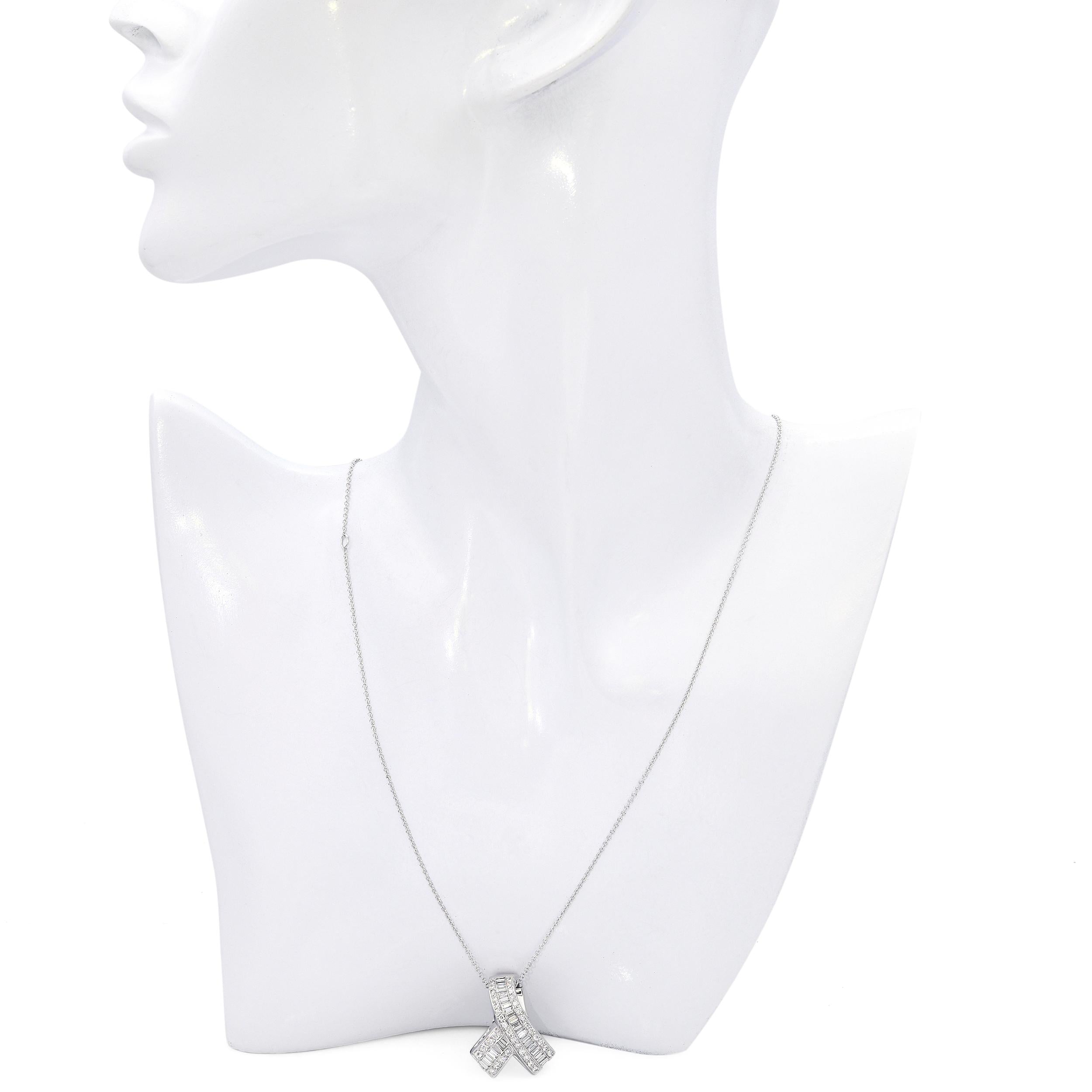 EFFY 18k White Gold Diamond 1.85tcw Diamond Bow Necklace