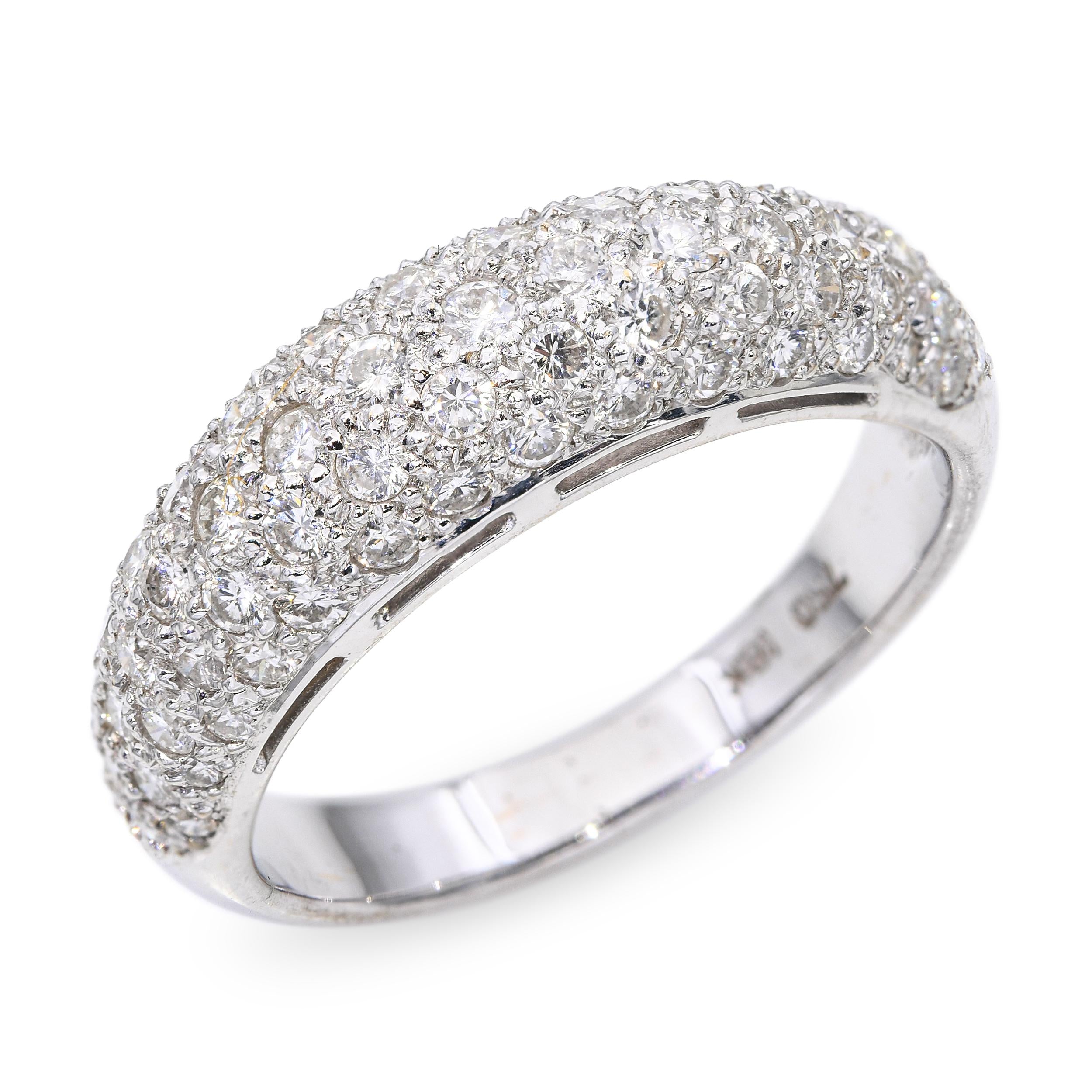 Vintage 18k White Gold 1.01tcw Diamond Pave Dome Ring