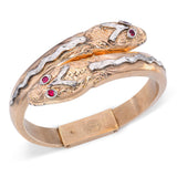 Vintage 14k Rose Gold Double Headed Snake Hinged Cuff Bracelet