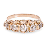 Antique Victorian 15k Yellow Gold Old European Cut Diamond Five Stone Ring