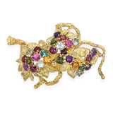 Vintage H Stern 18k Yellow Gold and Mixed Gemstone Foliage Brooch
