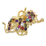 Vintage H Stern 18k Yellow Gold and Mixed Gemstone Foliage Brooch