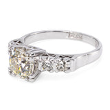 Vintage Japanese Platinum 1.34tcw Old Euro Diamond Engagement Ring