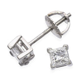 Vintage Platinum 0.62tcw Princess Cut Diamond Stud Earrings