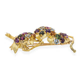 Vintage H Stern 18k Yellow Gold and Mixed Gemstone Foliage Brooch