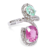 18K White Gold 2.73tcw Paraiba Tourmaline & 0.75tcw Diamond Bypass Ring