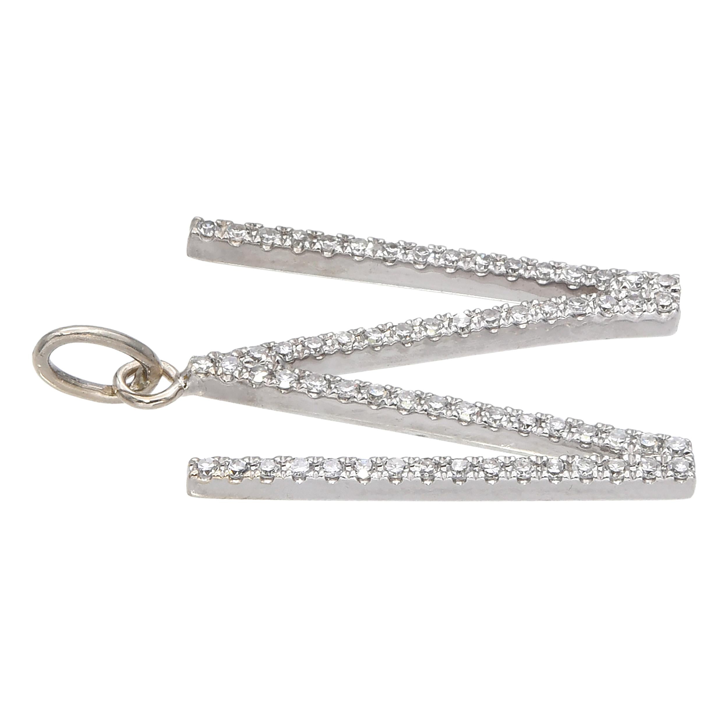 Vintage 14k White Gold 0.38tcw Diamond W Initial Pendant