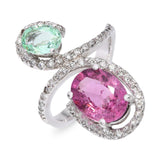 18K White Gold 2.73tcw Paraiba Tourmaline & 0.75tcw Diamond Bypass Ring
