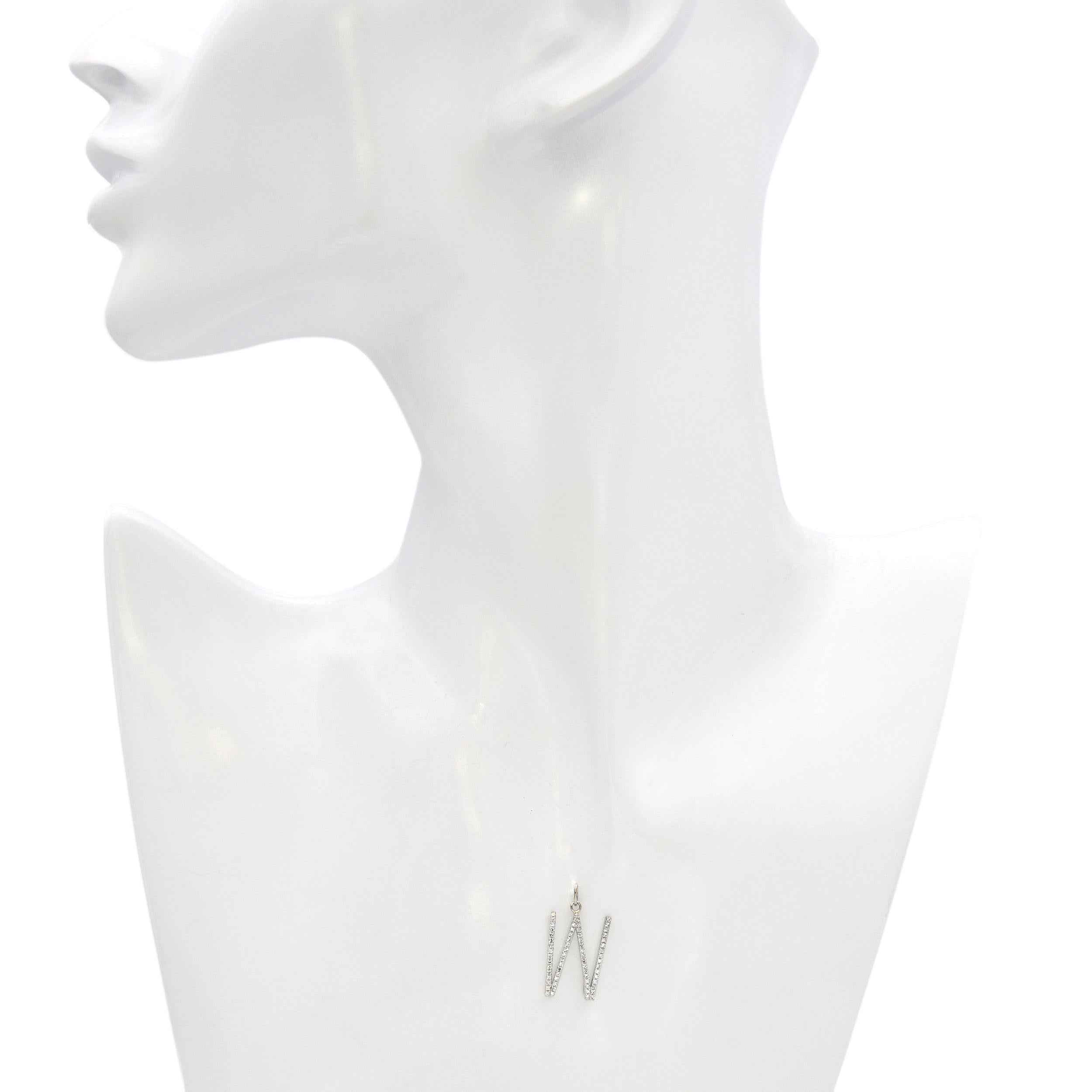 Vintage 14k White Gold 0.38tcw Diamond W Initial Pendant