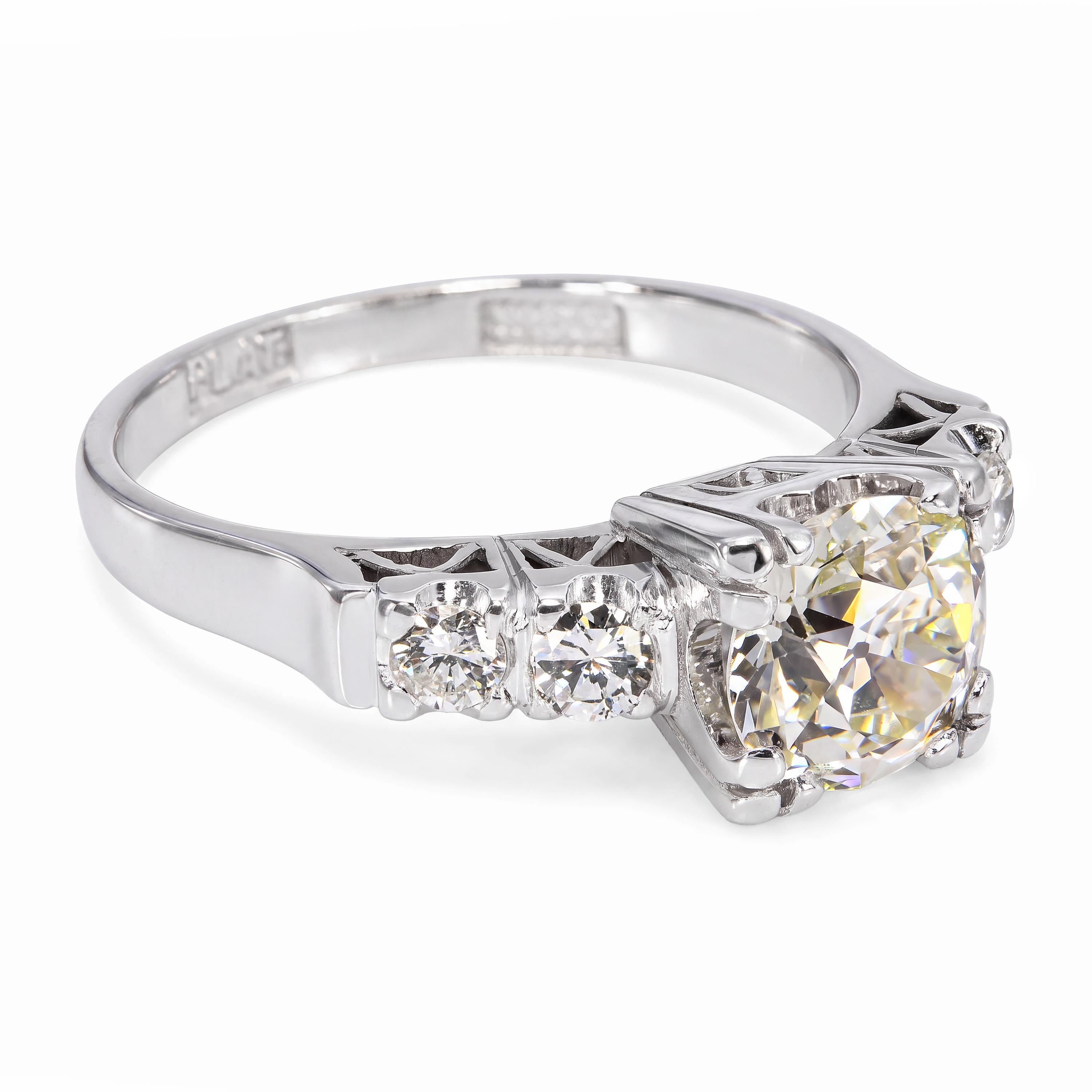 Vintage Japanese Platinum 1.34tcw Old Euro Diamond Engagement Ring