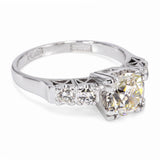Vintage Japanese Platinum 1.34tcw Old Euro Diamond Engagement Ring