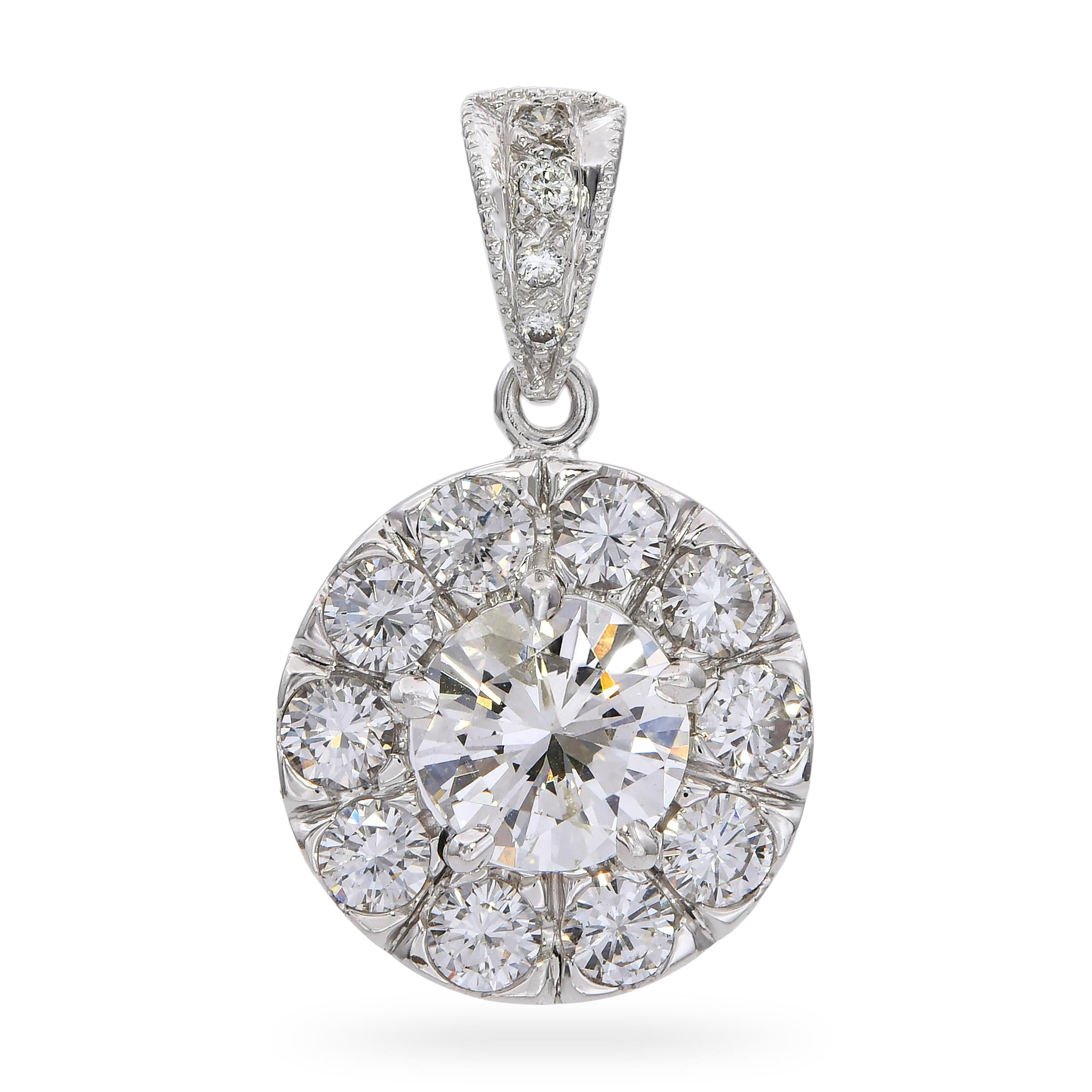 14k White Gold Diamond 1.73tcw Diamond Pendant