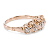 Antique Victorian 15k Yellow Gold Old European Cut Diamond Five Stone Ring