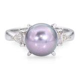 Vintage Platinum Tahitian Pearl and Diamond Ring