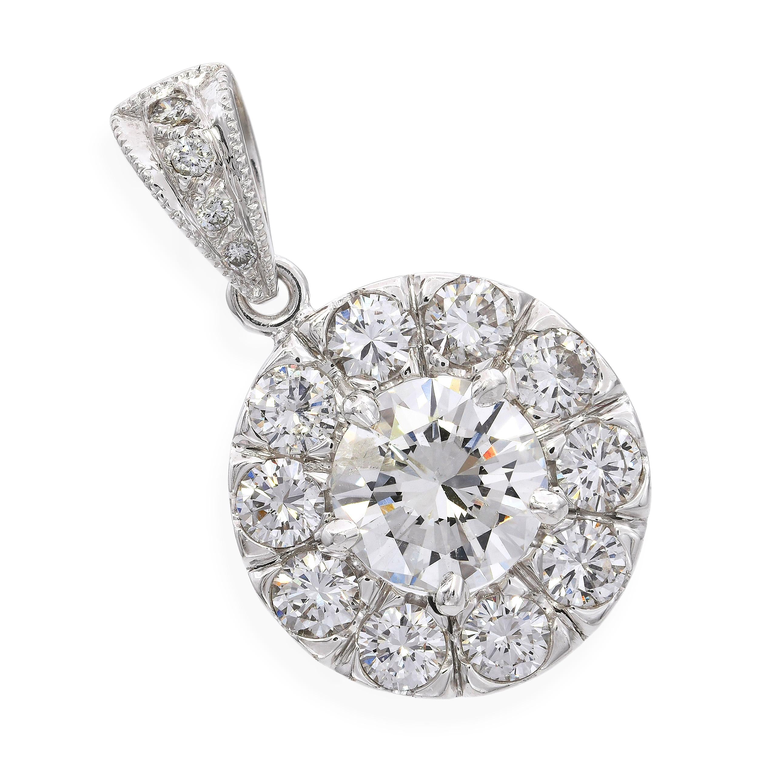 14k White Gold Diamond 1.73tcw Diamond Pendant