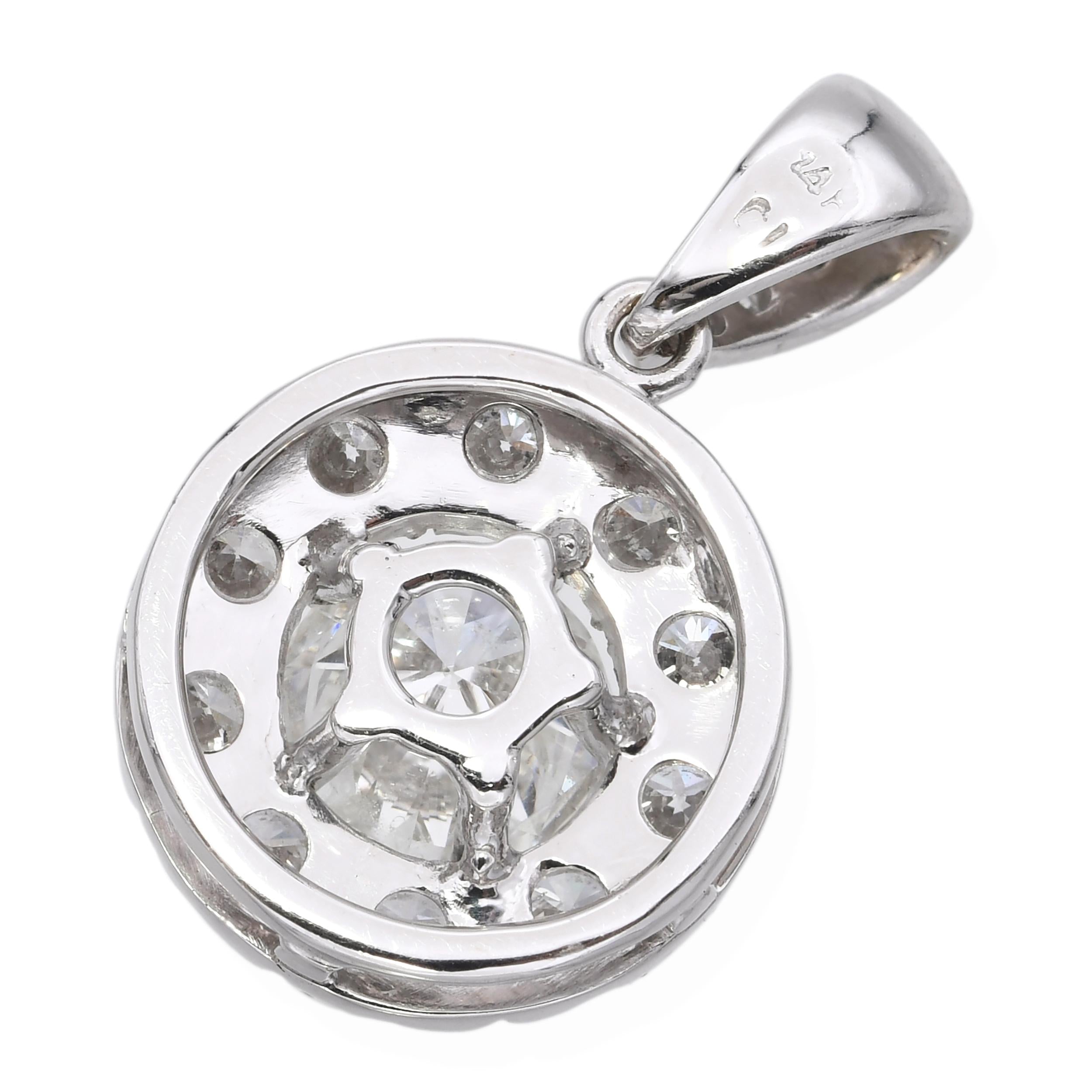 14k White Gold Diamond 1.73tcw Diamond Pendant