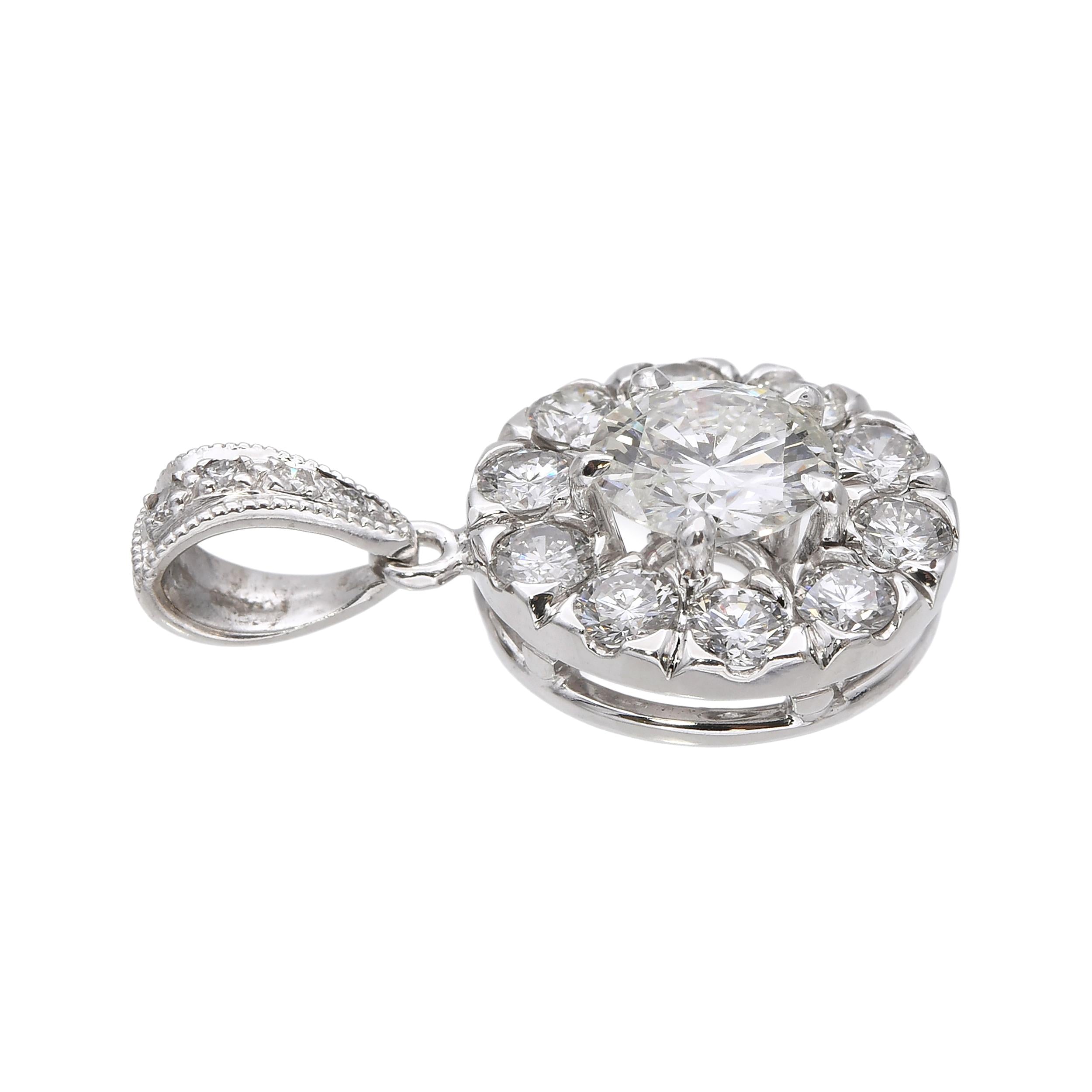 14k White Gold Diamond 1.73tcw Diamond Pendant