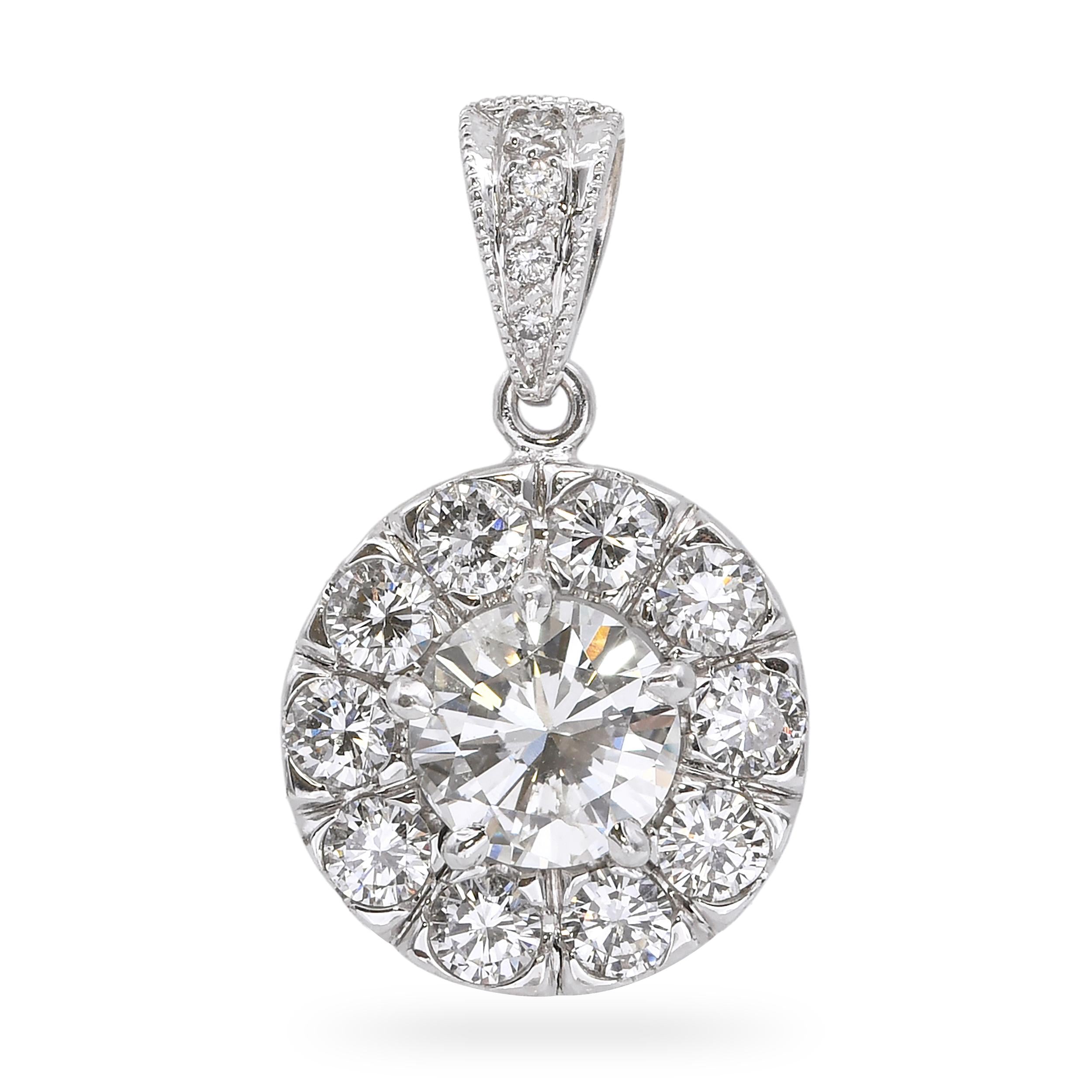14k White Gold Diamond 1.73tcw Diamond Pendant