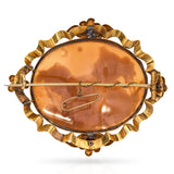 Antique 18k Yellow Gold Allegory of the Day and Night Shell Cameo Brooch