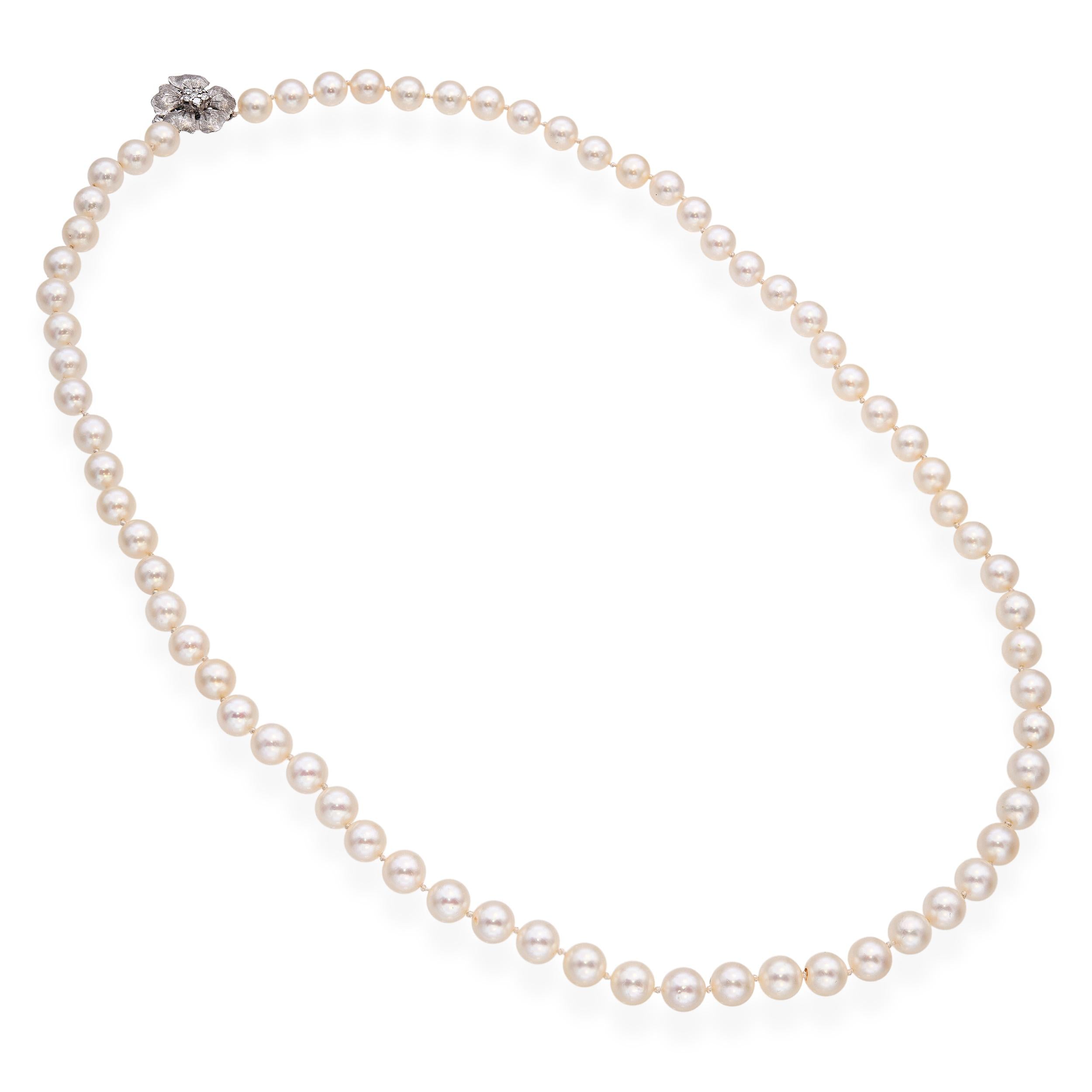 Vintage 14k White Gold Diamond and Pearl Necklace