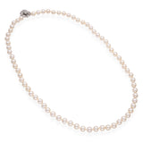 Vintage 14k White Gold Diamond and Pearl Necklace