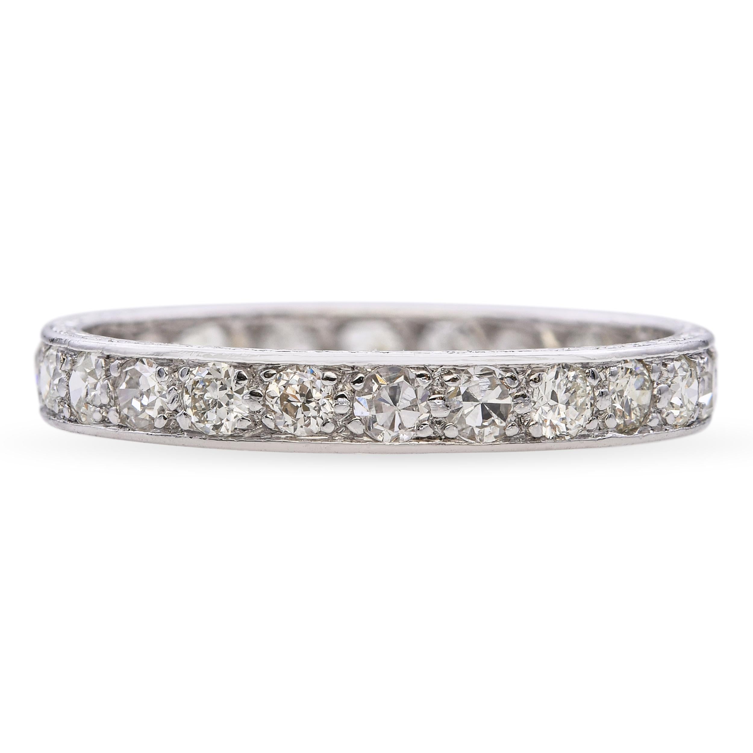 Vintage Platinum and 0.75tcw Single Cut Diamond Filigree Eternity Ring