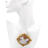Antique 18k Yellow Gold Allegory of the Day and Night Shell Cameo Brooch