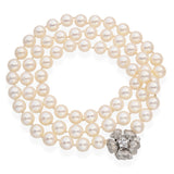 Vintage 14k White Gold Diamond and Pearl Necklace