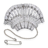 Vintage Platinum and White Gold 12.5tcw Diamond Fan Brooch
