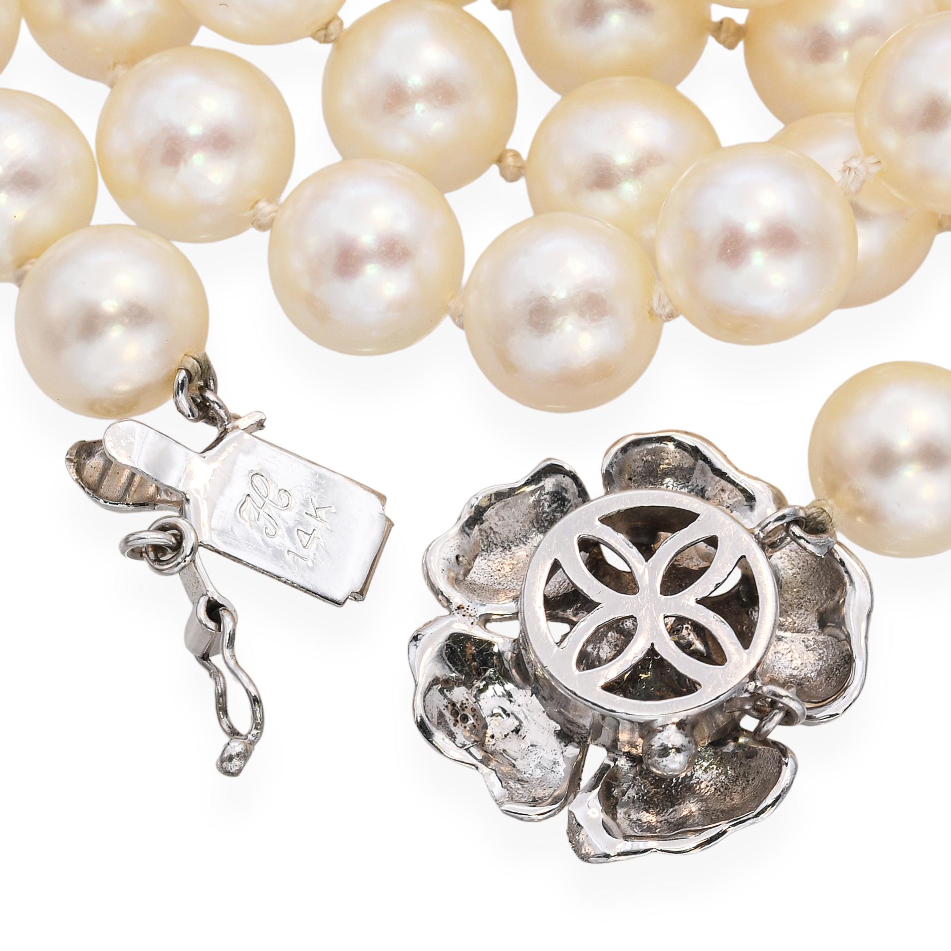 Vintage 14k White Gold Diamond and Pearl Necklace