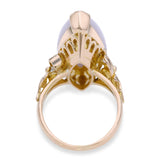 14K Yellow Gold 9.8ct Lavender Jadeite Jade Marquise Cabochon Statement Ring