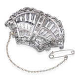 Vintage Platinum and White Gold 12.5tcw Diamond Fan Brooch