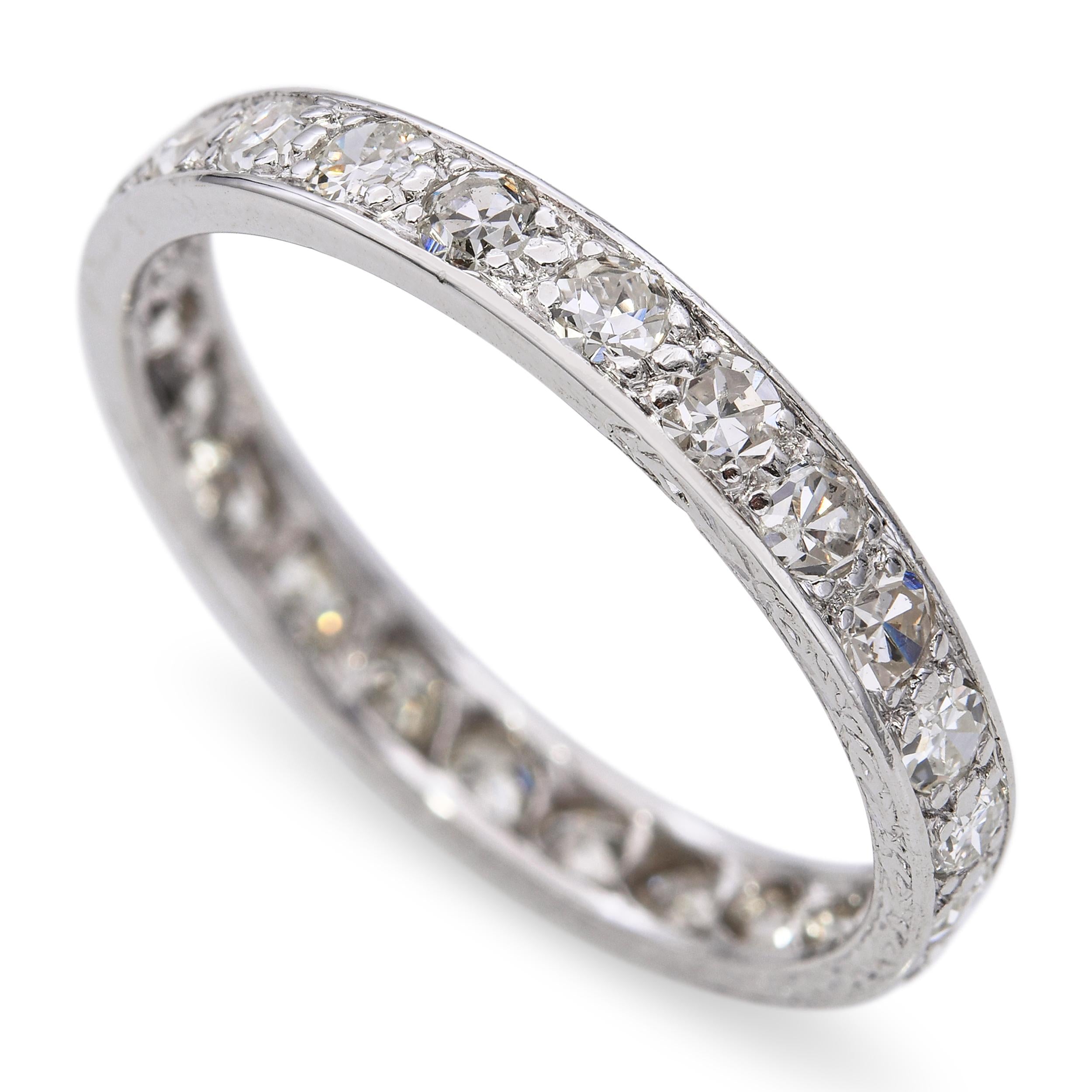 Vintage Platinum and 0.75tcw Single Cut Diamond Filigree Eternity Ring
