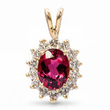 Vintage 14k Yellow Gold 1.57ct Tourmaline and Diamond Pendant