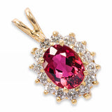 Vintage 14k Yellow Gold 1.57ct Tourmaline and Diamond Pendant
