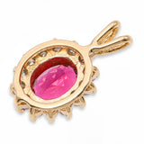 Vintage 14k Yellow Gold 1.57ct Tourmaline and Diamond Pendant