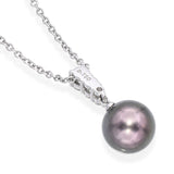 Mikimoto 18k White Gold Tahitian Pearl and Diamond Necklace
