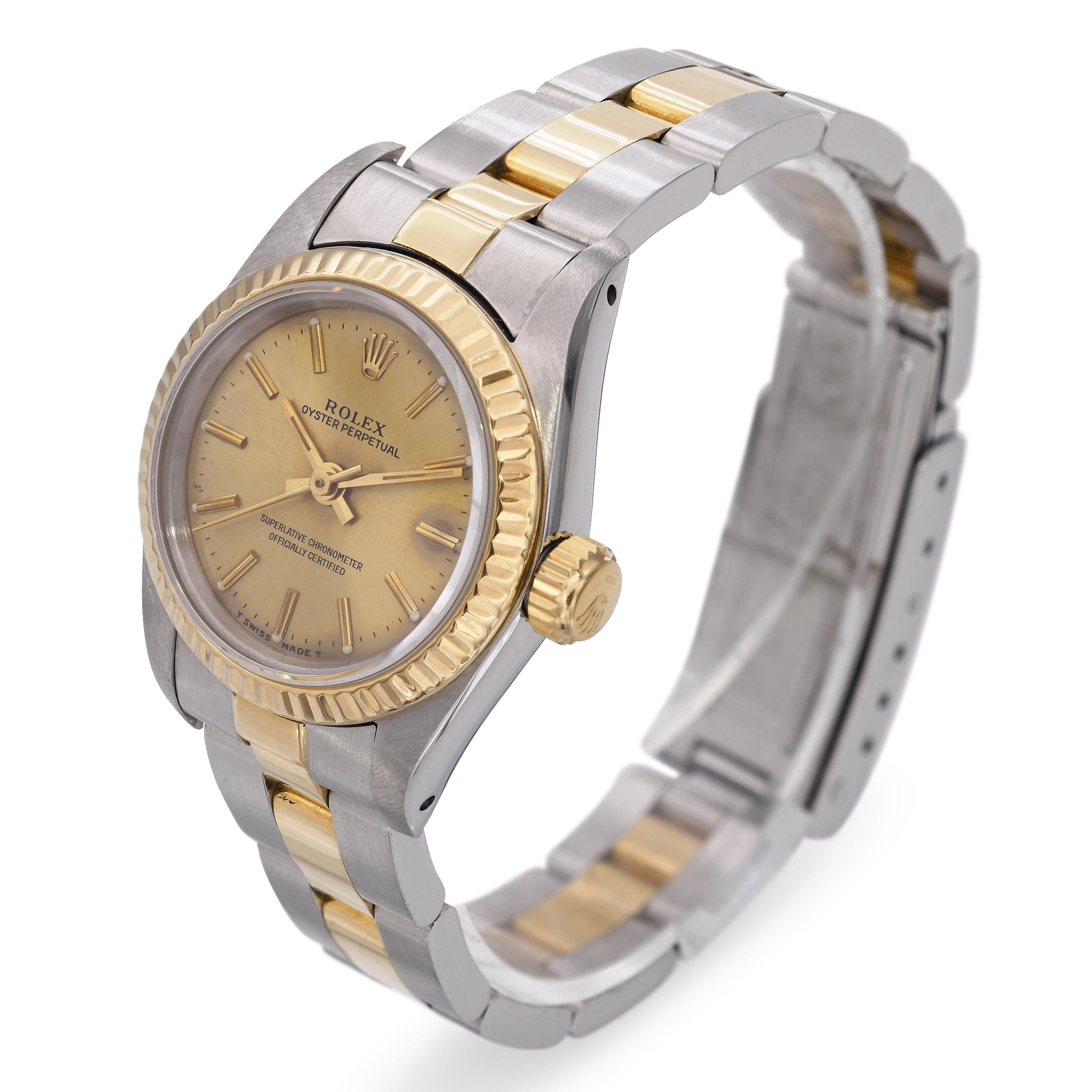 Rolex Oyster Perpetual 18k Gold/Steel Automatic Women's Watch Ref 67193