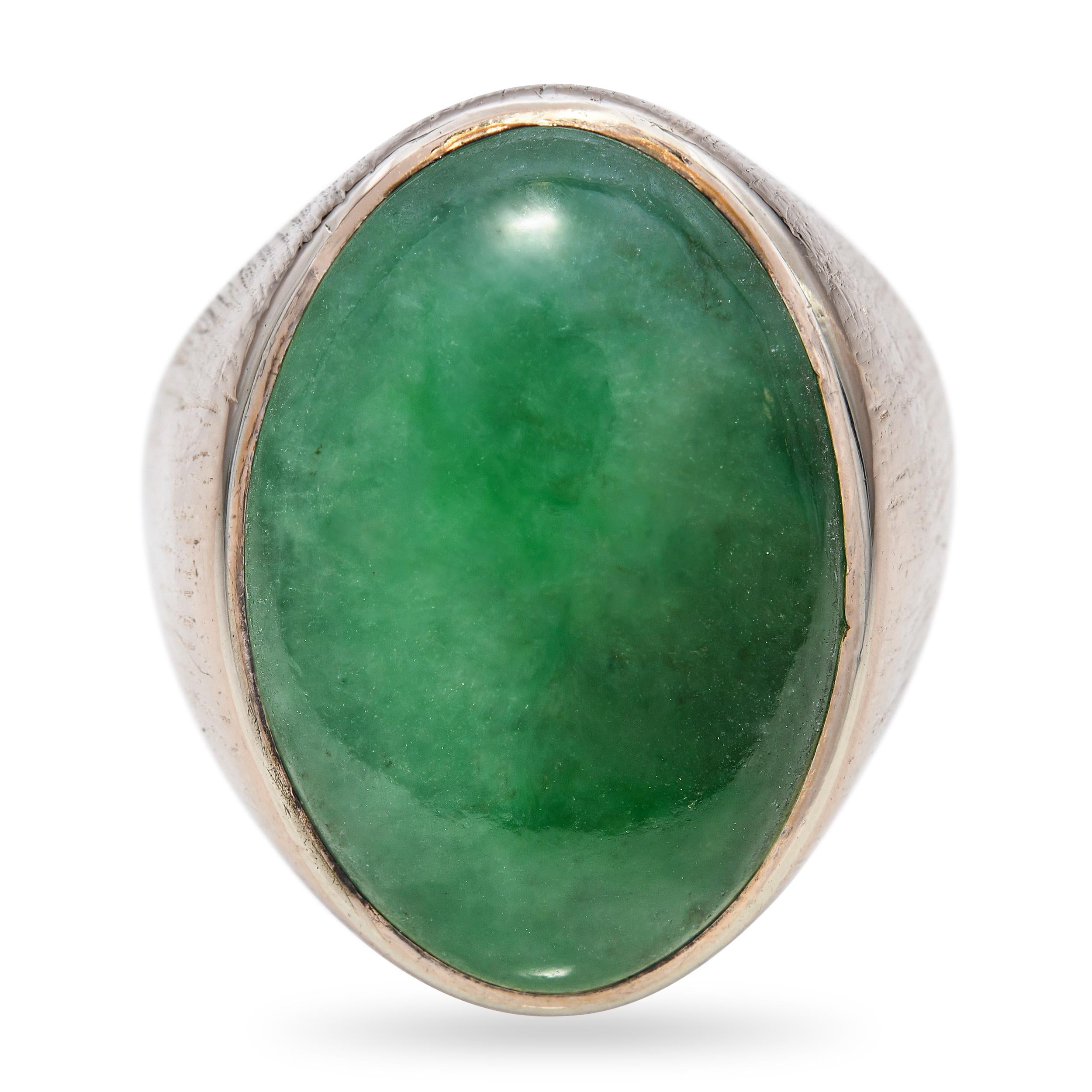 Vintage 18k Yellow Gold 16.31ct Jadeite Jade Ring