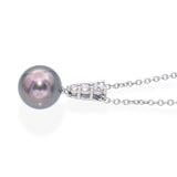 Mikimoto 18k White Gold Tahitian Pearl and Diamond Necklace