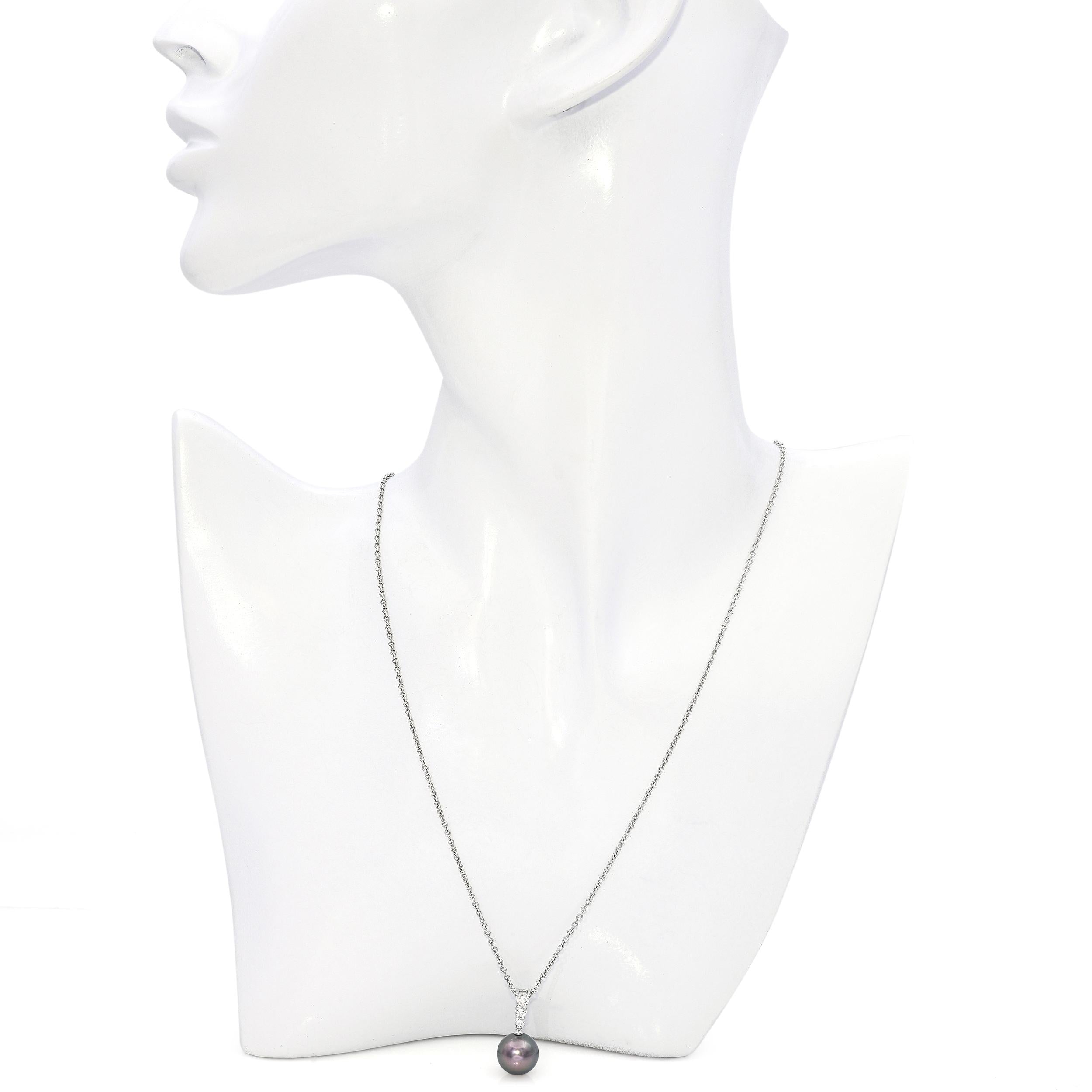 Mikimoto 18k White Gold Tahitian Pearl and Diamond Necklace