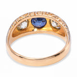 Antique Yellow Gold 1.16ct GIA No Heat Sapphire & 1.02ctw Old Euro Diamond Ring