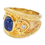 Vintage 18k Yellow Gold 1.75ct Sapphire and Diamond Tapered Cigar Band Ring