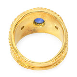 Vintage 18k Yellow Gold 1.75ct Sapphire and Diamond Tapered Cigar Band Ring
