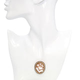 Victorian 14k Yellow Gold Seed Pearl Shell Cameo Poppy Flower Brooch