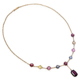 Antique 12k Yellow Gold 6.4tcw Garnet & 5.4tcw Sapphire Station Necklace