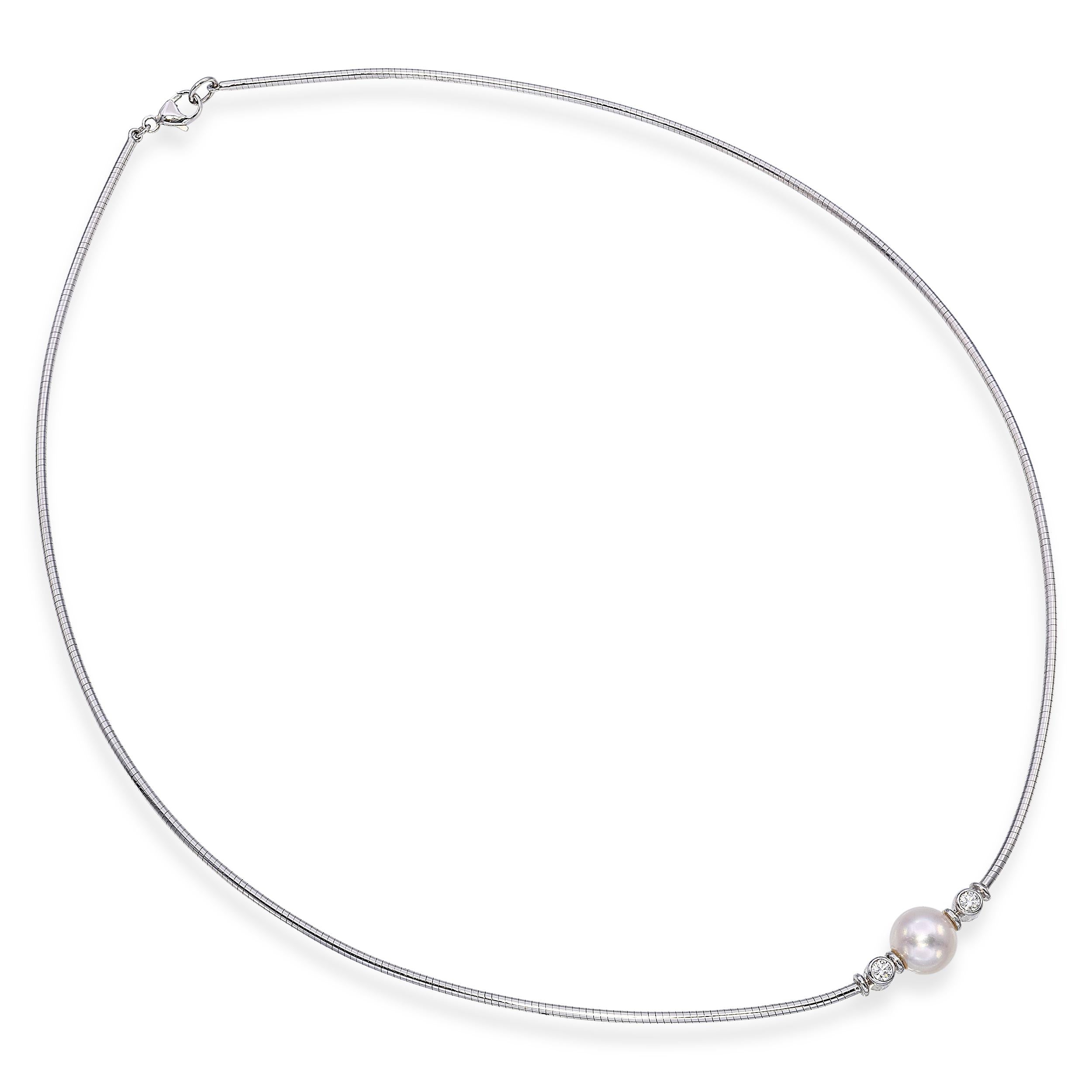 Mikimoto 18k White Gold Pearl and Diamond Necklace