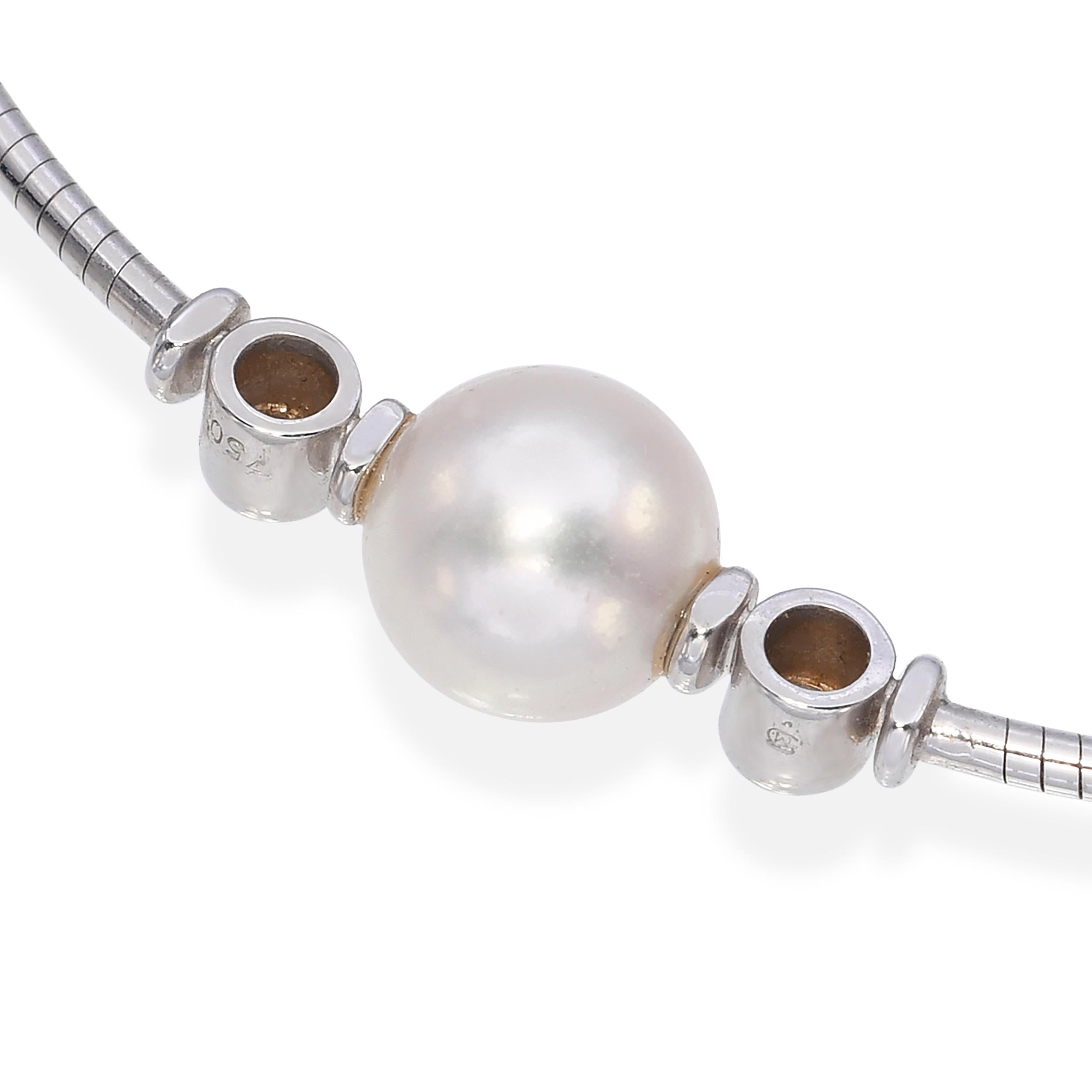 Mikimoto 18k White Gold Pearl and Diamond Necklace