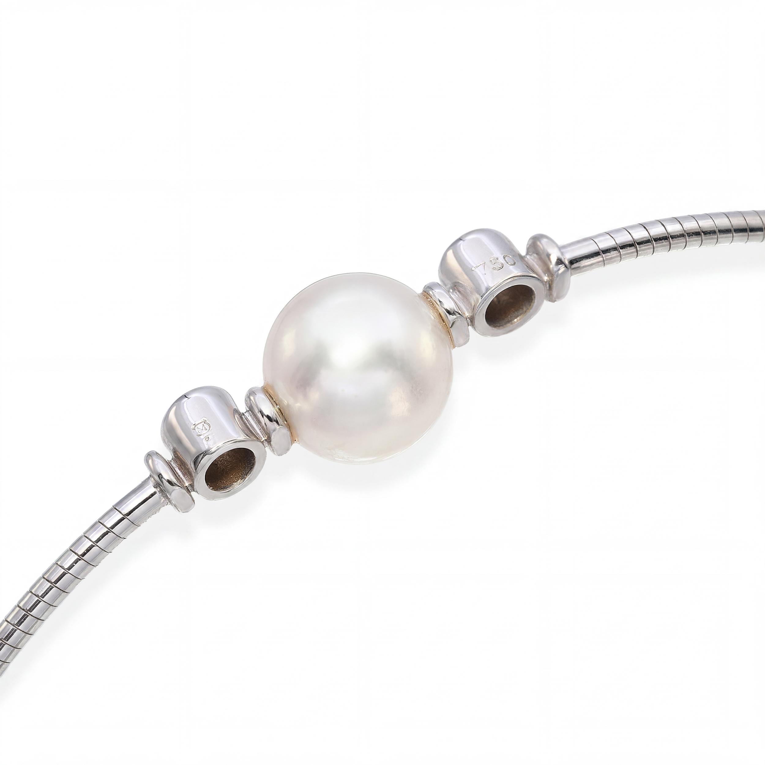 Mikimoto 18k White Gold Pearl and Diamond Necklace